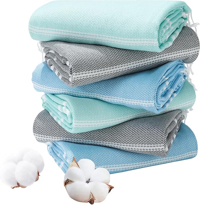 Genovega 6 Packs Oversized Turkish Beach Bath Towel Set Bulk 74"x38" Extra by genovega