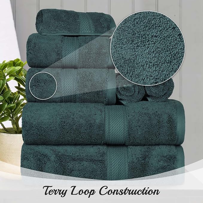 SUPERIOR Egyptian Cotton Pile 10 Piece Towel Set, Includes 2 Bath, 4 Hand - Image 3
