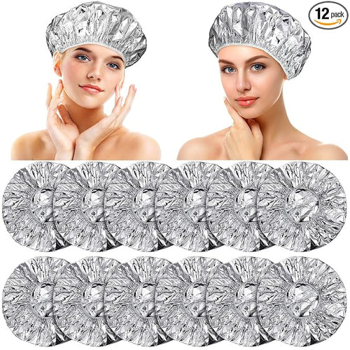 12 Pieces Deep Conditioning Caps Aluminum Foil Reusable Hair Processing Hair by Willbond+Technology+Limited