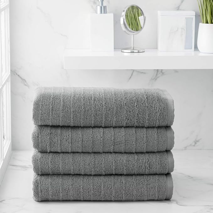 Welhome James 100% Cotton Textured Stripe Towels - Image 2