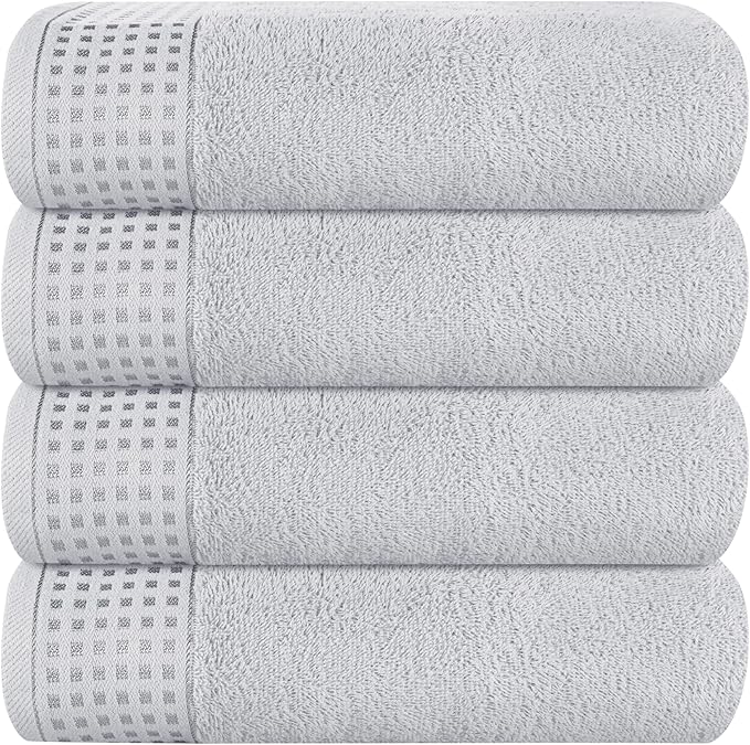 GLAMBURG Ultra Soft 4 Pack Oversized Bath Towel Set 27x54 inches, 100% Cotton by GLAMBURG