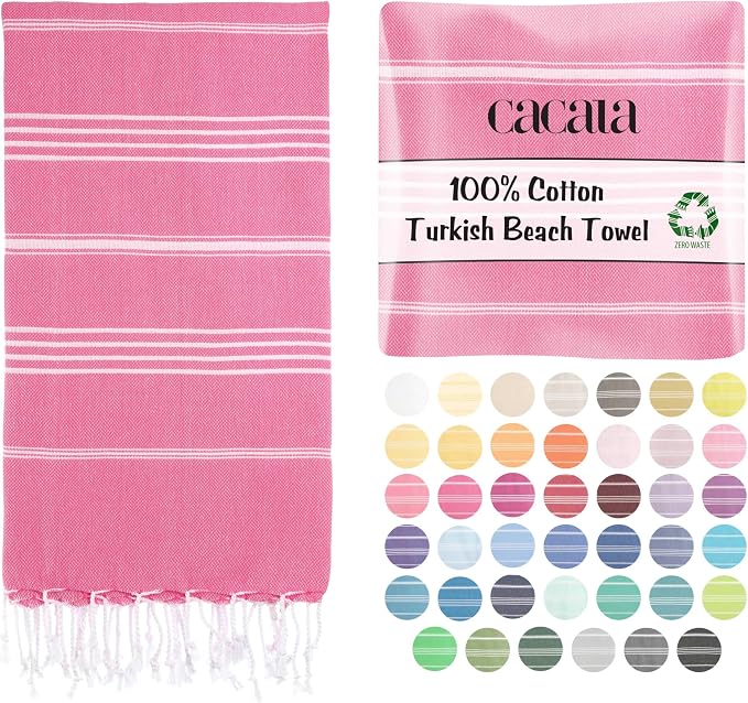 Cacala Lightweight and Thin Turkish Beach Towel 100% Cotton Sand-Free and by CACALA