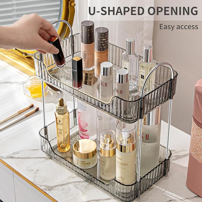 Akinbas 2 Tier Bathroom Organizer Countertop Makeup Perfume Tray Skincare - Image 5