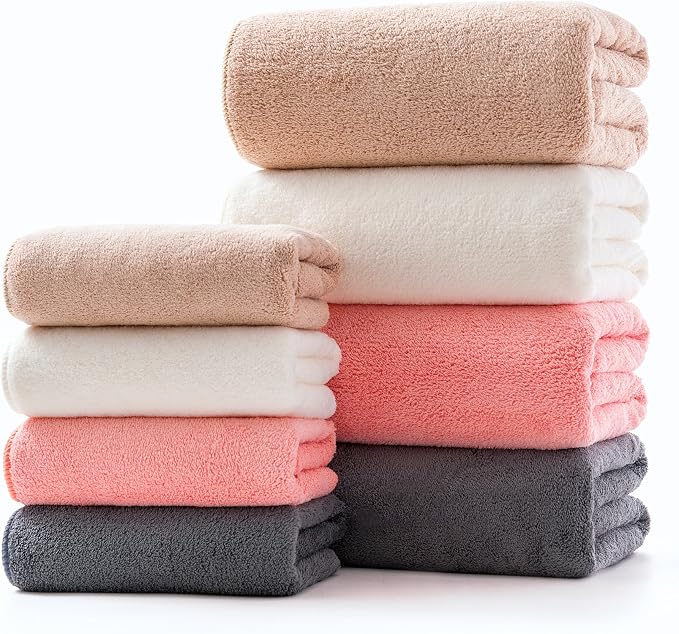 Lumimi Towel Set of 8 Very Soft Microfiber 4 Bath and 4 Hand Towels Quick Dry by Lumimi