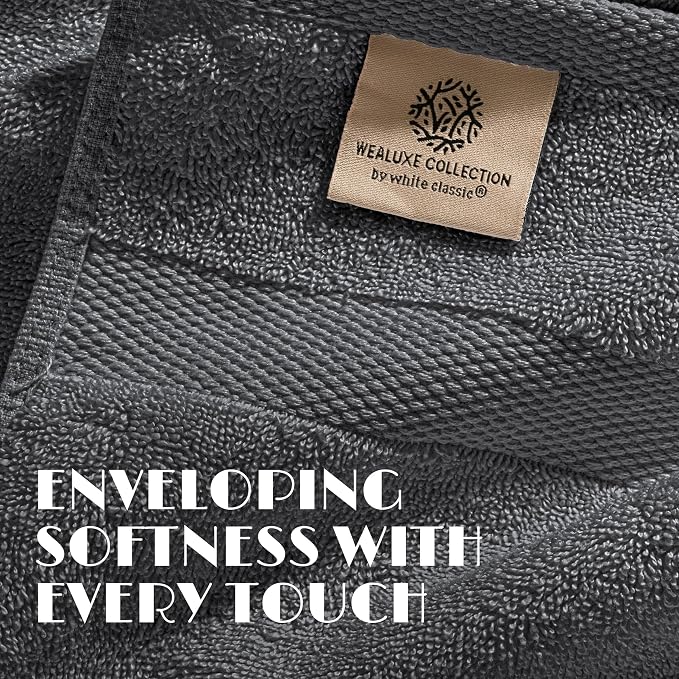 White Classic Dark Gray Washcloths Set - Image 3