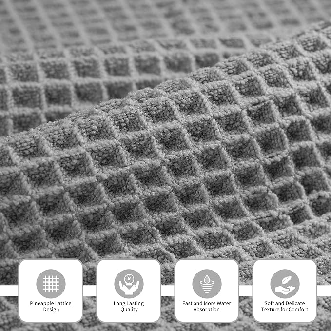 MICROFI Microfiber Waffle Bath Towels, 3 Pieces, Fast Drying, Lint Free - Image 2