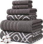 Modern Threads Classic Diamond 6-Piece 100% Cotton Towel Set – Yarn Dyed by ModernThreads