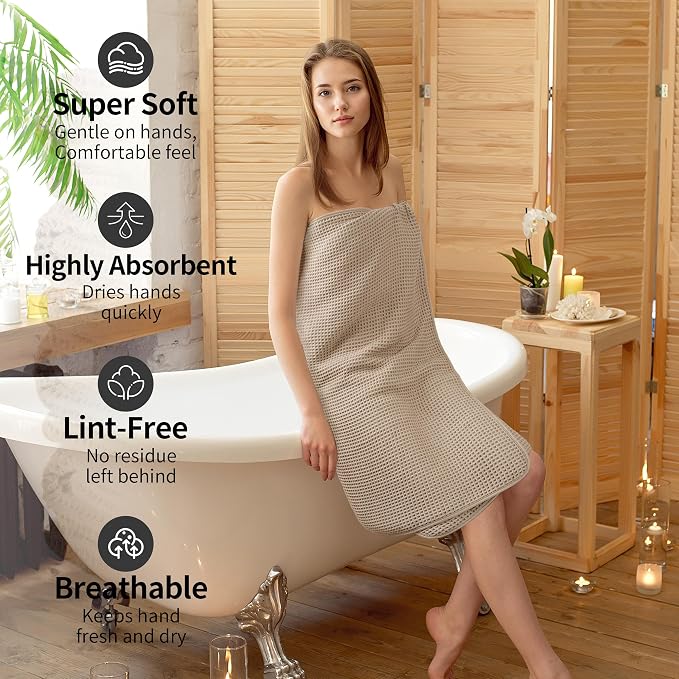 Microfiber Waffle Bath Towels, 4 Pieces, Fast Drying, Lint Free 430 GSM - Image 4