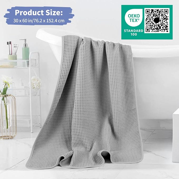 MICROFI New Microfiber Waffle Bath Towels, 2 Pieces, Fast Drying, Lint Free 430 - Image 5