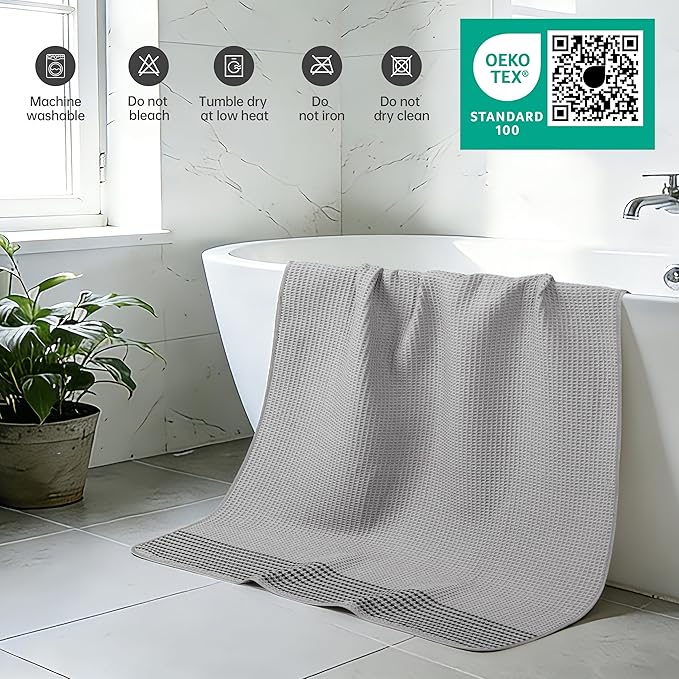 MICROFI New Microfiber Waffle Bath Towels, 2 Pieces, Fast Drying, Lint Free 430 - Image 5