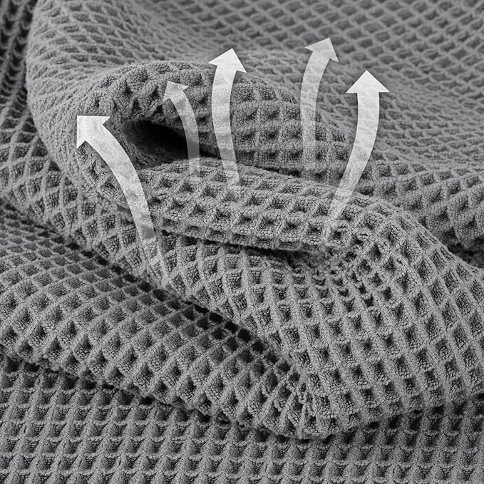 Microfiber Waffle Bath Towels, 4 Pieces, Fast Drying, Lint Free 430 GSM - Image 2