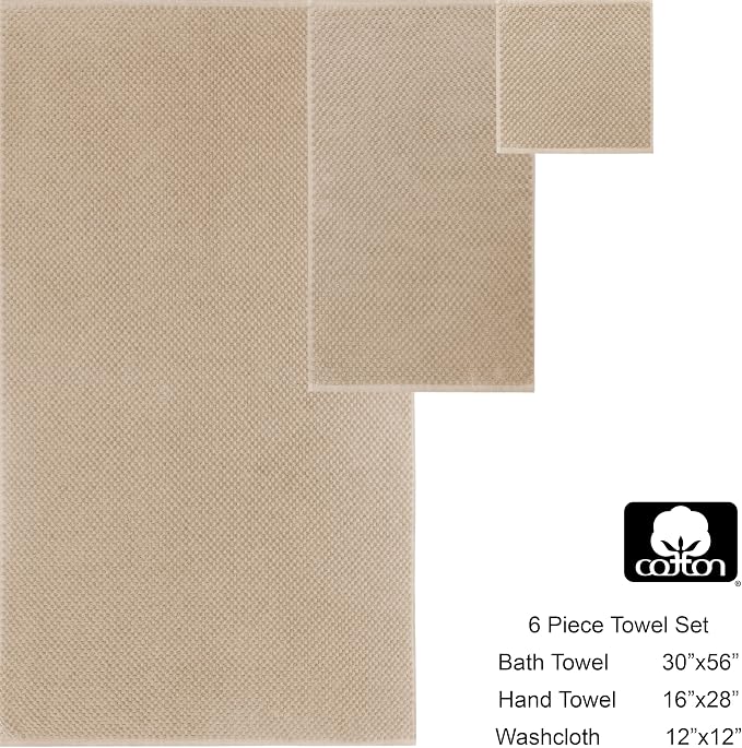 COTTON CRAFT Waffle 6 Piece Towel Set - Image 7