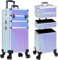 3 in 1 Rolling Makeup Train Case Professional Large Cosmetic Trolley by Unknown