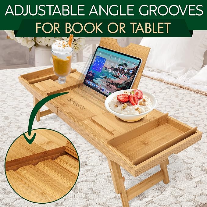 SereneLife Bath Caddy Breakfast Tray Combo - Image 4