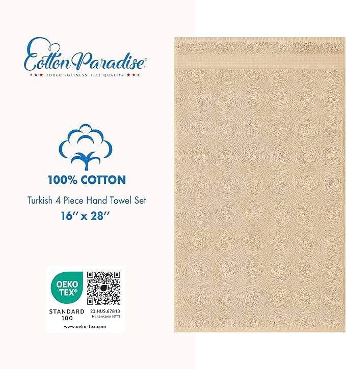 Cotton Paradise Hand Towels for Bathroom, 100% Cotton Turkish 4 Piece Hand - Image 4