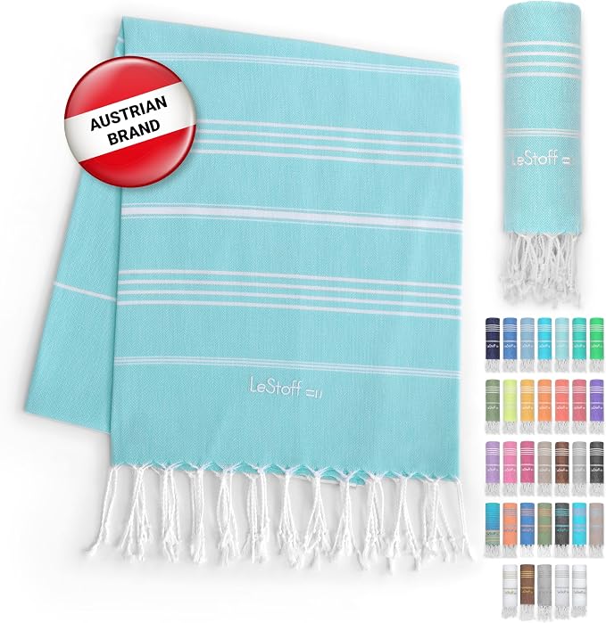 LeStoff Turkish Beach Towel 100% Organic Cotton Prewashed 38"x71" Soft Highly by 100organictowels