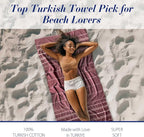 Cacala Lightweight and Thin Turkish Beach Towel 100% Cotton Sand-Free and - Image 3