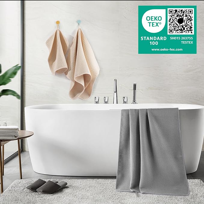 POLYTE 430 GSM Microfiber Quick Dry Lint Free Oversize Bath Towel Set, 6 Piece - Image 3