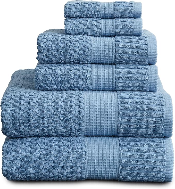 NY Loft 100% Cotton Towel Set 6 Piece | Super Soft & Absorbent Quick-Dry 2 Bath by NYLoft
