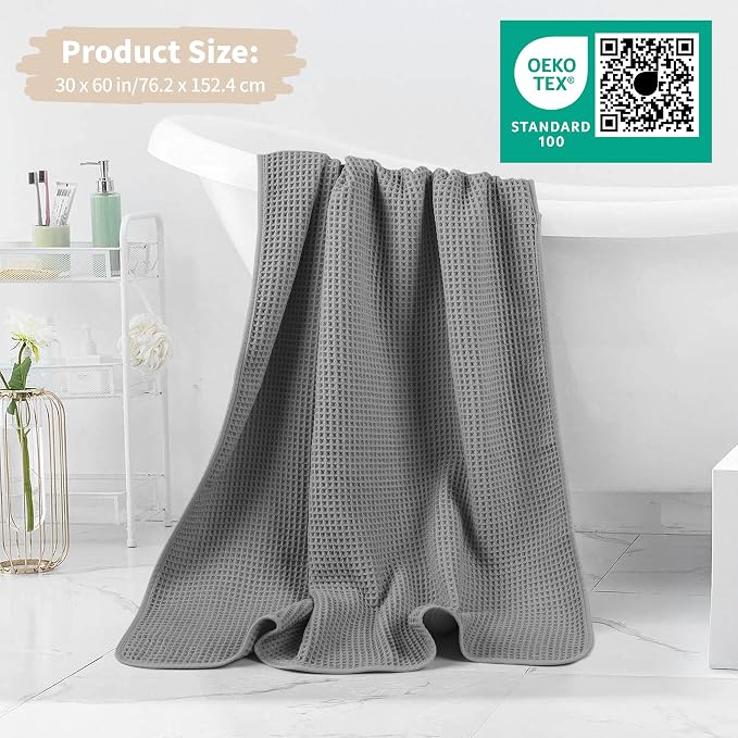 MICROFI New Microfiber Waffle Bath Towels, 2 Pieces, Fast Drying, Lint Free 430 - Image 5