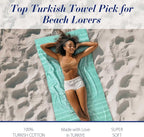 Cacala Lightweight and Thin Turkish Beach Towel 100% Cotton Sand-Free and - Image 3