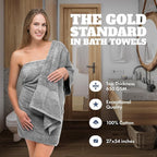 White Classic Light Gray Bath Towels 27x54 Inch, Cotton Towel Set - Image 2
