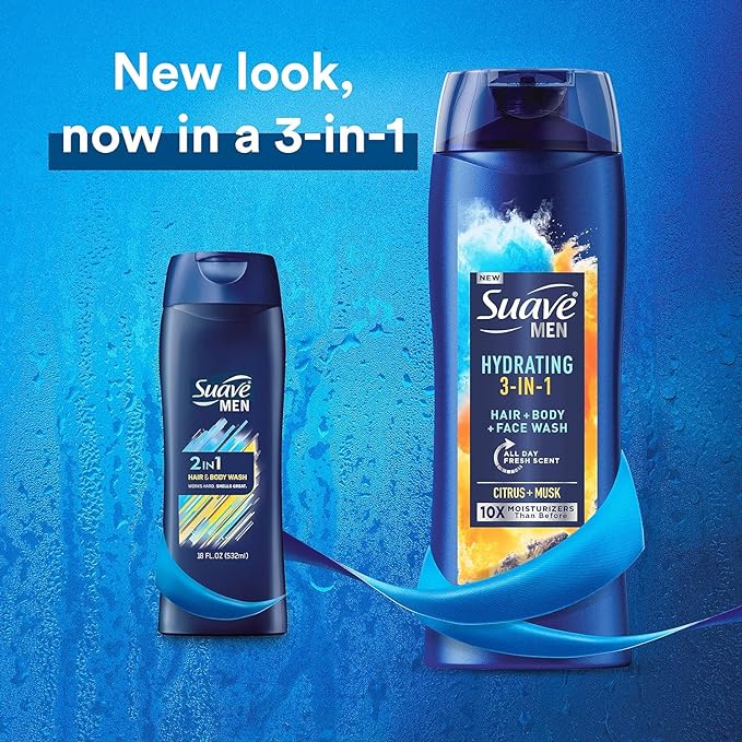 Suave Men Moisturizing Body, Face and Hair Wash, 3-in-1 - Image 3