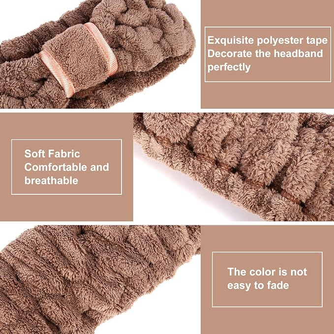 DOOBO 6pcs Microfiber Hairband, Fluffy Face Wash Headbands - Image 2