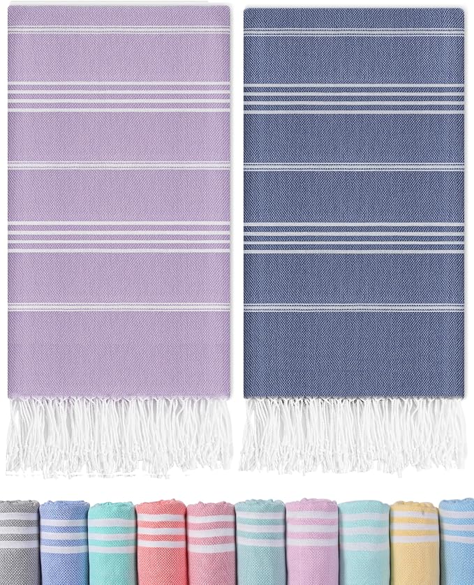 Antfuny 2 Packs Turkish Beach Towels Bathroom Pool Towel Adult Oversized Quick by ANTFUNYgivesmorechoices