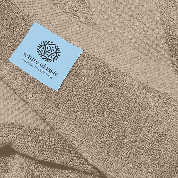 White Classic Luxury Taupe Hand Towels - Image 5