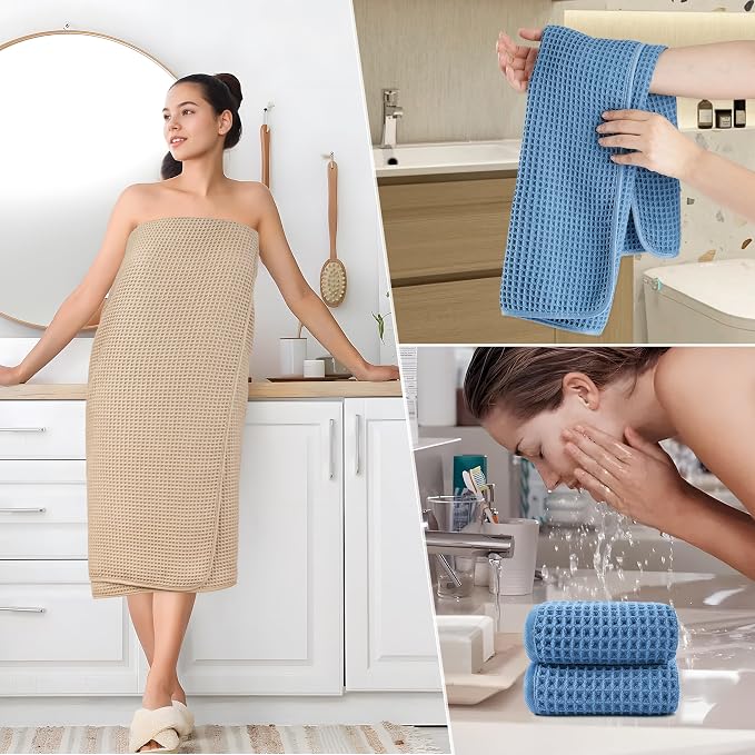 POLYTE 430 GSM Microfiber Quick Dry Lint Free Oversize Bath Towel Set, 6 Piece - Image 5
