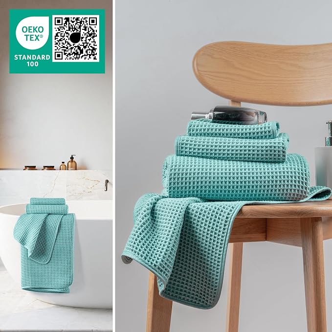 MICROFI Microfiber Waffle Bath Towels, 3 Pieces, Fast Drying, Lint Free - Image 4