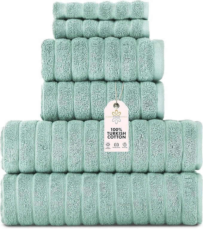 Classic Turkish Towels CTT Luxury 6 Piece Towel Set, 100% Turkish Cotton by ClassicTurkishTowels