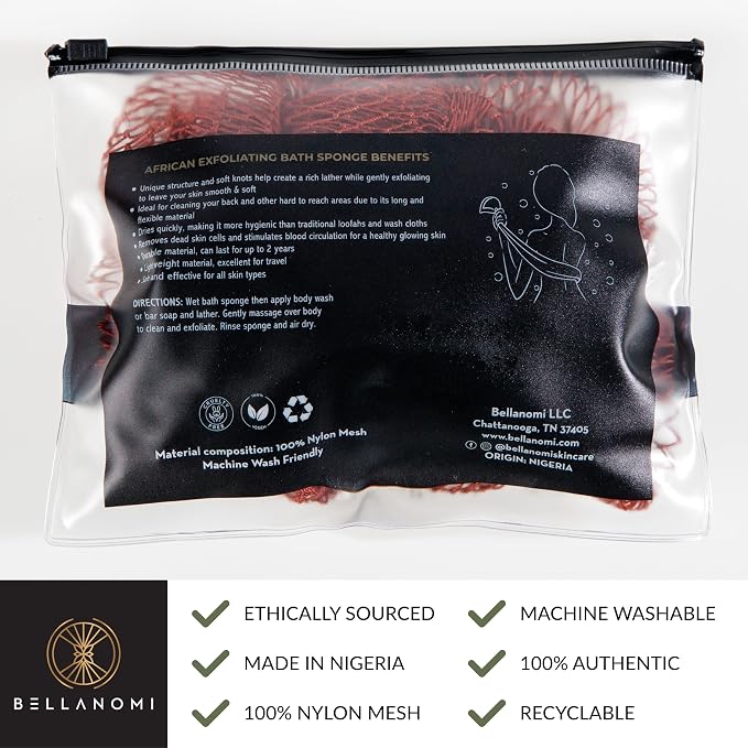 BELLANOMI African Exfoliating Net Sponge, Ethically sourced from Nigeria - Image 4