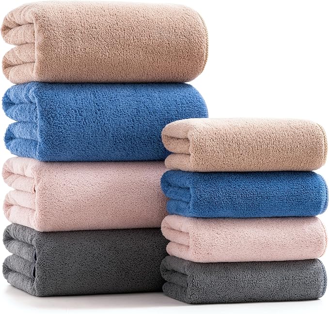 sakano Family Sized 8 Piece Towel Bundle, 4 Bath Towels and 4 Hand Towels by Unknown