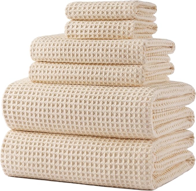 POLYTE 430 GSM Microfiber Quick Dry Lint Free Oversize Bath Towel Set, 6 Piece by Polyte