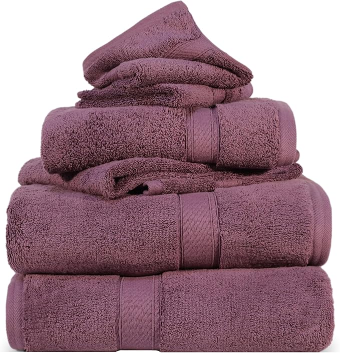 SUPERIOR Egyptian Cotton Pile 6 Piece Towel Set, Includes 2 Bath, 2 Hand by SUPERIOR