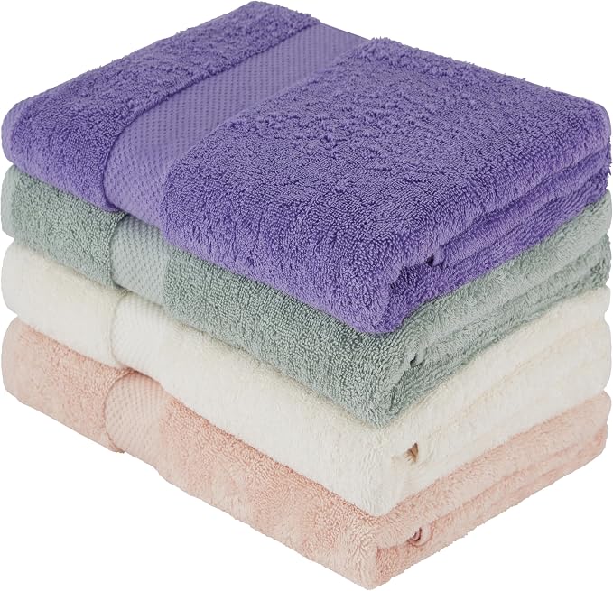 BolBom Towels 4 Pack Medium Bath Towel Set, 27“X54” Inches, 500 GSM 100% Ring by BolBomS