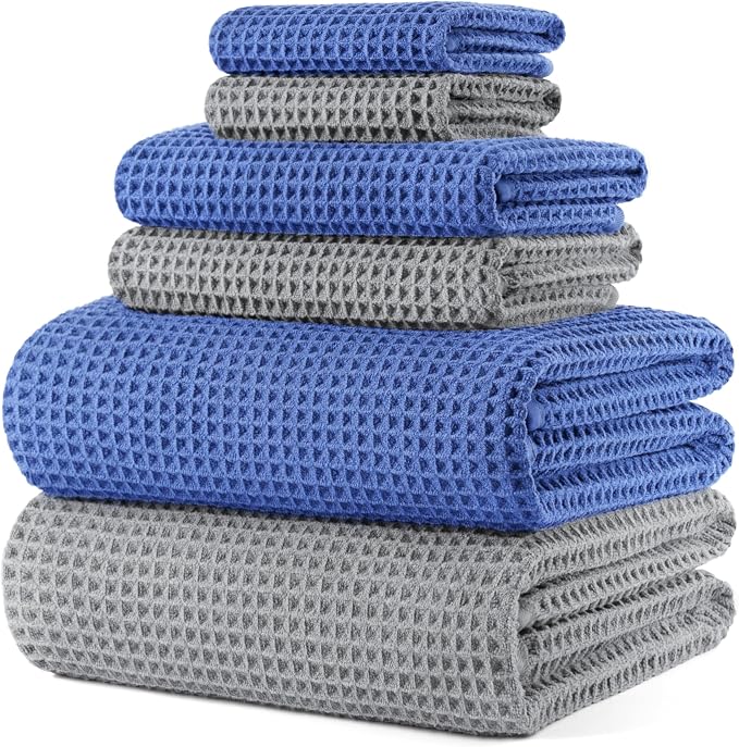 POLYTE 430 GSM Microfiber Quick Dry Lint Free Oversize Bath Towel Set, 6 Piece by Polyte