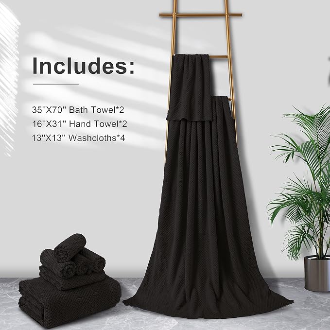 8-Piece Brown Bath Towel Set, 2 Extra Large Bath Towel Sheets, 2 Hand Towels - Image 6