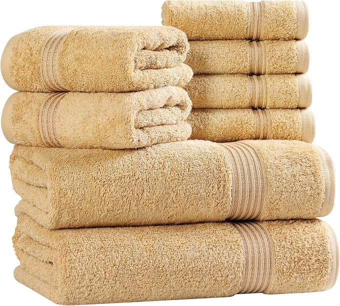 Superior Egyptian Cotton 8-Piece Towel Set, Guest Bath Decor Essentials - Image 2