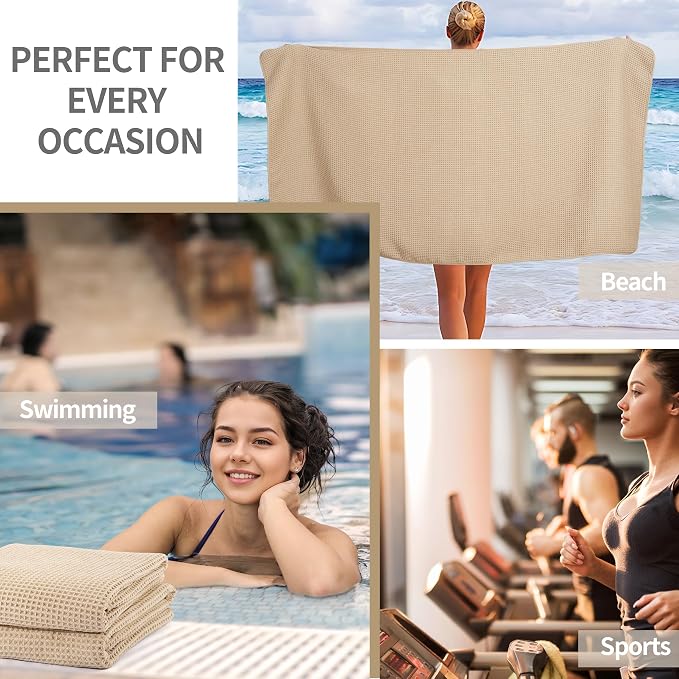 Microfiber Waffle Bath Towels, 4 Pieces, Fast Drying, Lint Free 430 GSM - Image 7