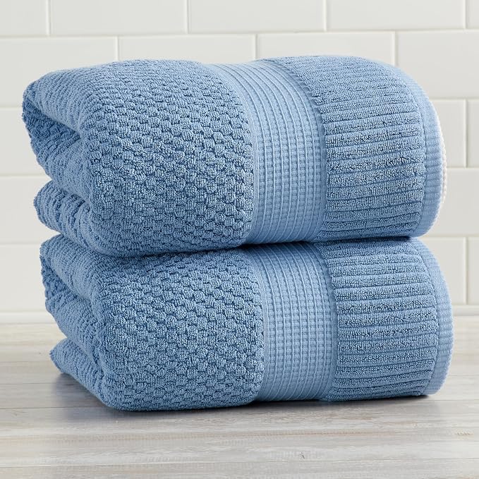 NY Loft 100% Cotton 2 Pack Bath Sheet Towel Set | Absorbent Quick-Dry Oversize - Image 2