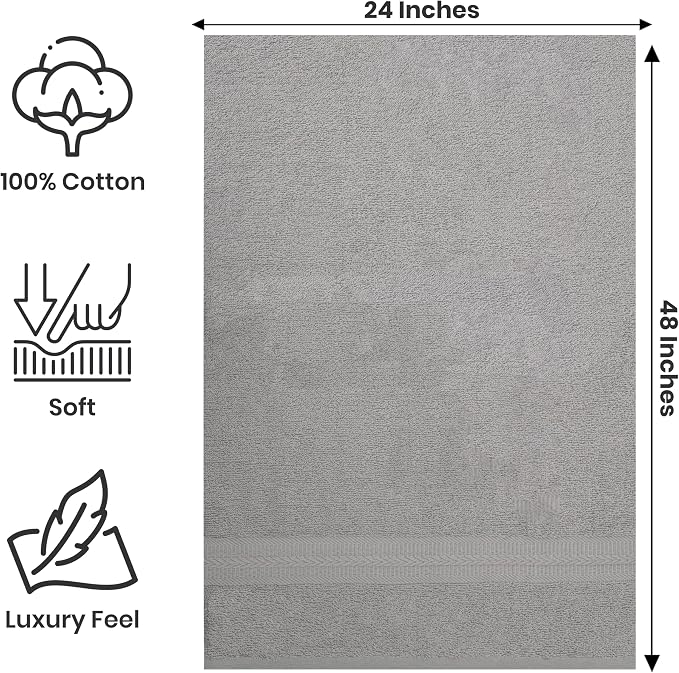 Medium Bath Towels Pack of 6 – 24x48 Inches – Soft, Quick Dry & Highly - Image 2