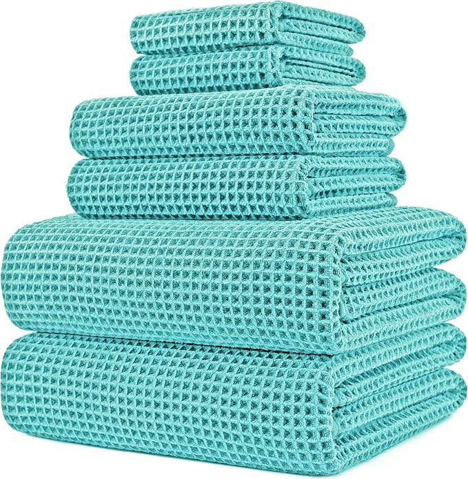 POLYTE 430 GSM Microfiber Quick Dry Lint Free Oversize Bath Towel Set, 6 Piece by Polyte