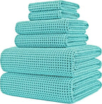 POLYTE 430 GSM Microfiber Quick Dry Lint Free Oversize Bath Towel Set, 6 Piece by Polyte