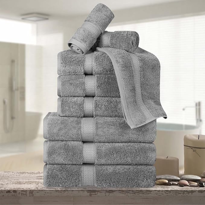 Superior Egyptian Cotton Pile 9 Piece Towel Set, Includes 3 Bath, 3 Hand - Image 2