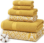 Modern Threads Botanical Vine 6-Piece 100% Cotton Towel Set – Reversible Yarn by ModernThreads