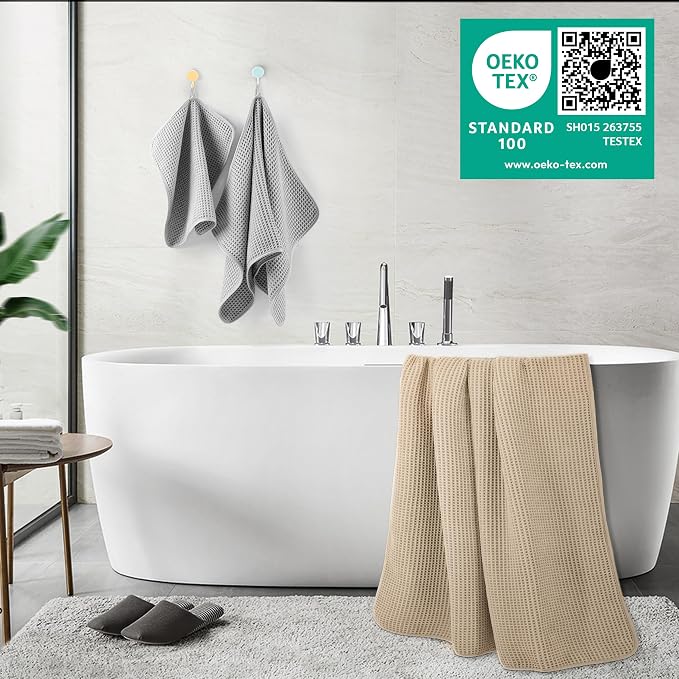 POLYTE 430 GSM Microfiber Quick Dry Lint Free Oversize Bath Towel Set, 6 Piece - Image 3