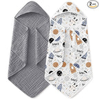 Yoofoss Hooded Baby Towels for Newborn 2 Pack 100% Muslin Organic Cotton Baby by YOOFOSS